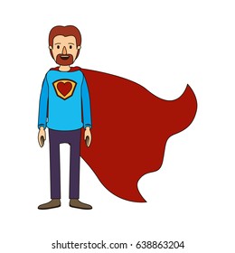 color image caricature full body super dad hero with beard vector illustration