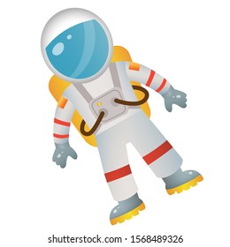 Color image of cartoon astronaut in spacesuit on white background. Space. Vector illustration for kids.