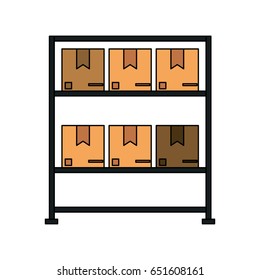 color image cartoon black shelf with sealed package