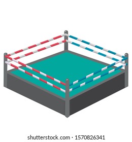 Color image of cartoon boxing ring or tatami on white background. Sports equipment. Boxing. Vector illustration.