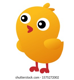 Color image of cartoon chick on white background. Farm animals. Vector illustration for kids.