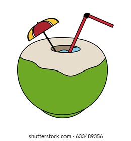 color image cartoon coconut cocktail drink