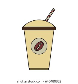 color image cartoon container disposable of coffee with straw