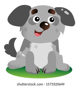 Color image of cartoon dog on white background. Pets. Vector illustration for kids.