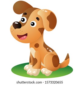 Color image of cartoon dog on white background. Pets. Vector illustration for kids.