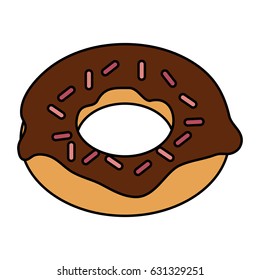 color image cartoon donut with colored sparks