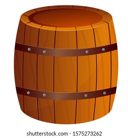 Color image of cartoon empty barrel on white background. Vector illustration.