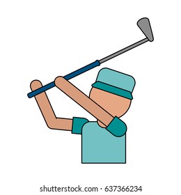 color image cartoon faceless half body golfer man in golf shot