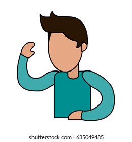 color image cartoon faceless man with t-shirt and sleeves