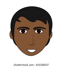 color image cartoon front face man brunette with hairstyle