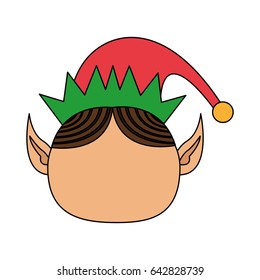 color image cartoon front view faceless christmas elf with hat