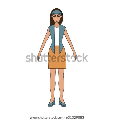 color image cartoon full body woman with jacket and skirt Stock photo © 