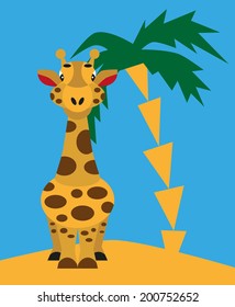 color image of cartoon funny animal giraffe.