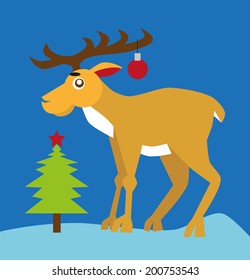 color image of a cartoon funny animal christmas deer.