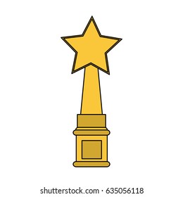 color image cartoon golden trophy with symbol star