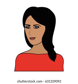 color image cartoon half body woman with long side hairstyle