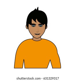 color image cartoon half body man with muscular body