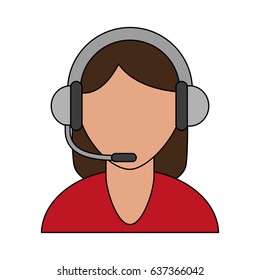 color image cartoon half body faceless woman customer service with headphones