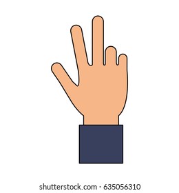 color image cartoon hand with three fingers up