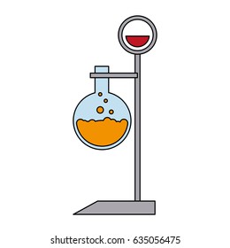 color image cartoon lab setup with glass circular beaker