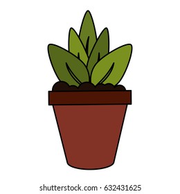 color image cartoon plant in pot decorative