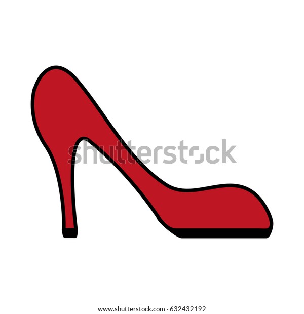 Color Image Cartoon Red High Heels Stock Vector (Royalty Free) 632432192