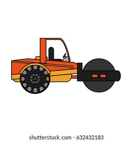 color image cartoon road roller machine