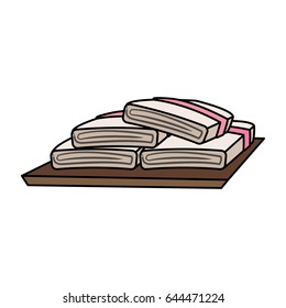 color image cartoon set of folded towels