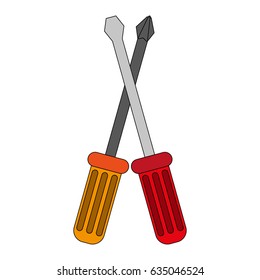 color image cartoon set screwdriver with spade tip