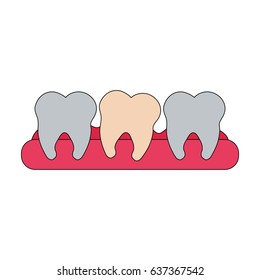 color image cartoon set tooth in gum