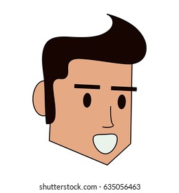 color image cartoon side face man with hairstyle