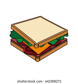 color image cartoon side view bread sandwich