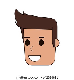 color image cartoon side view face guy with hairstyle