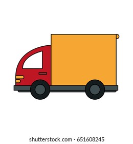 color image cartoon small transport truck with wagon