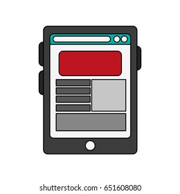 color image cartoon tablet technology device with text in display