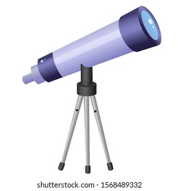 Color image of cartoon telescope on white background. Space and astronomy. Vector illustration for kids.