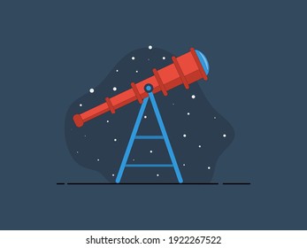 Color image of cartoon telescope on white background. Space and astronomy. Vector illustration.