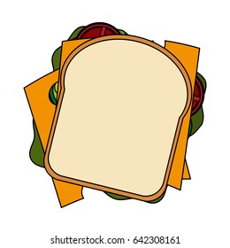 color image cartoon top view closeup bread sandwich