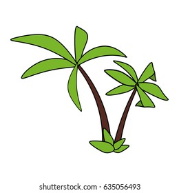 color image cartoon tropical palm trees