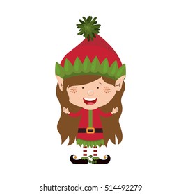 color image with christmas gnome girl