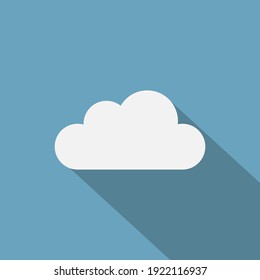 Color image of a cloud on a blue background, flat vector illustration