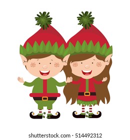 color image with couple of christmas gnome children