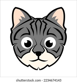 color image of cute cat head. Good use for symbol, mascot, icon, avatar, tattoo,T-Shirt design, logo or any design.