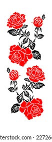 Color  image of flowers (roses) using traditional Ukrainian embroidery elements. Can be used as pixel-art.