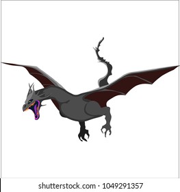 color image of a flying dragon, symbol of the zodiac, emblem of a vector dragon, flat style, icon, illustration, picture 