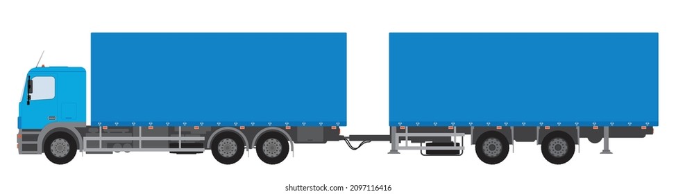 Imagen en color de un tren de mercancías por carretera. Ilustración vectorial.