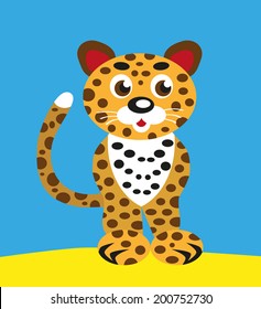 color image of funny cartoon animal leopard.