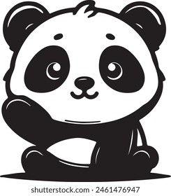 Color image of a funny panda sitting and waving its paw.eps
