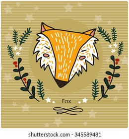 color image with a funny-faced fox for design