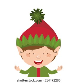 color image with half body christmas gnome boy